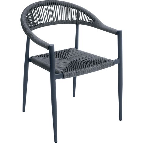 Sedia  da Giardino 56x78x59 cm Milano con Corda Sintetica e Allumino Antracite e Grigio