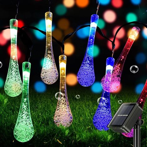 Solar Lights Outdoor, 50 LED 7M Water Drop Solar Light Outdoor and Indoor Waterproof Decorative Lamp for Garden, Trees, Christmas Party, Terrace (Multicolor) (1/5)