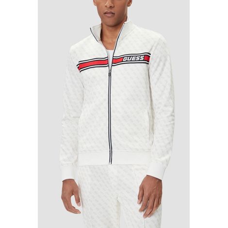 Guess Herren-Sweatshirt mit Reißverschluss und Monogramm, weiß, Korbin L (1/4)