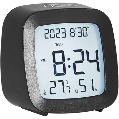 Petit réveil LCD avec bouton tactile, température et humidité, enregistrement max/mixage, calendrier hebdomadaire 12/24 heures, pour la maison, le bureau, les étudiants (1/5)