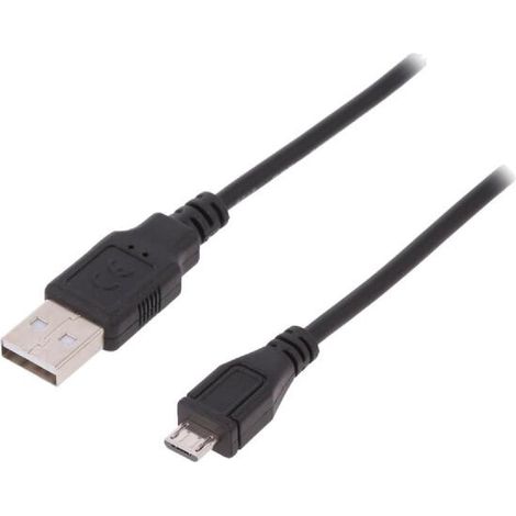 Cable- USB 2.0- USB A prise.USB B micro prise- nickele- 1m- noir