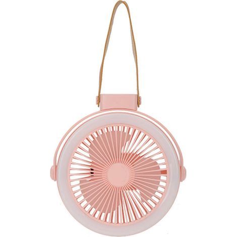 Ventilateur suspendu de 18 cm avec lampe, 3 vitesses, rechargeable par USB, idéal pour le camping. (1/4)