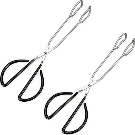 Juego de pinzas para asar de acero inoxidable - 2 piezas, resistentes al calor y duraderas, ideales para barbacoas y cocinas domésticas. (1/5)
