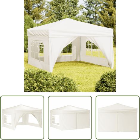 The Living Store Partyzelt Faltbar mit Seitenwänden Creme 3x3 m - Outdoor-Zelt - Gartenzelt - Partyzelt - Sonnensegel - Pavillon (1/5)