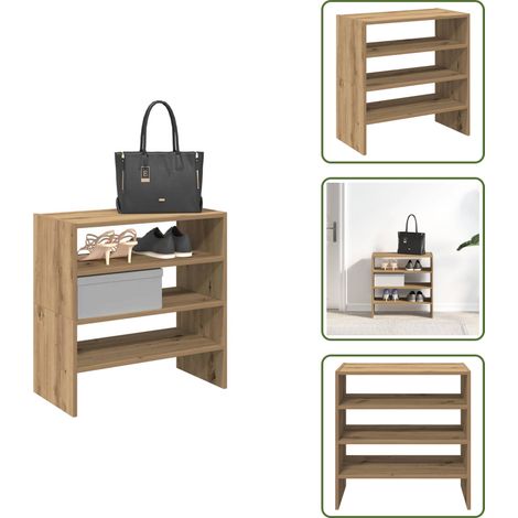 The Living Store Zapateros 2 uds apilables roble artesanal 60x30x30,5 cm - Armario