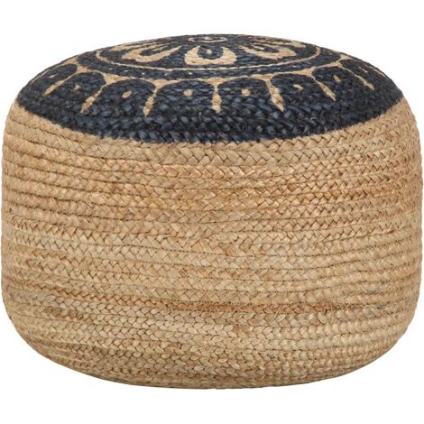 vidaXL Handgefertigter Pouf Blau aus Jute 45 x 30 cm
