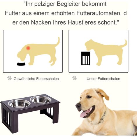 Gamelle pour chien antidérapante, grise, 58,4 x 30,5 x 25,4 cm, 2L par bol, station d'alimentation stable pour chien, lot de 2 récipients. (1/5)