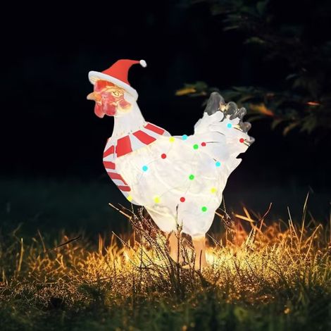 Coq De Jardin Solaire - Décoration Extérieure Intérieure Avec Écharpe Lumineuse - Design Réaliste - 1 Pièce (1/5)