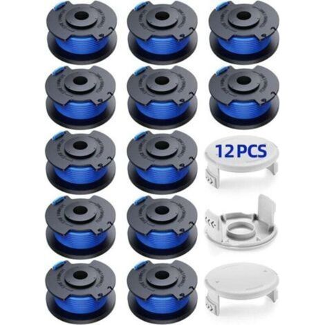 15 bobines de fil 1.65mm pour coupe-bordures Ryobi One+ 18V/24V/40V. Longueur 3.4m, compatible AC14RL3A. Inclut 12 fils, 3 couvercles. (1/4)
