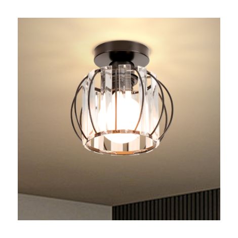 Industrielle Plafonnier Cristal LED E27 Lampe Suspendue Moderne, Luminaire Lampe Suspendue Courgette en Fer pour Salon Cuisine Chambre Noir (1/5)
