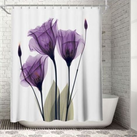 Ensemble de rideau de douche de salle de bain en tissu résistant épais 180 x 180 avec crochets, sans odeur chimique, trous d'œillets résistants à la rouille, décorations modernes pour la maiso (1/3)