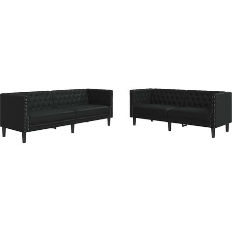 Divano per Soggiorno 2 pcs Nero 194 x 74,5 x 70,5 cm vidaXL (1/5)
