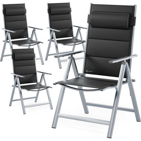Lot de 4 chaises de jardin en aluminium, dossier réglable 8 positions, 120 kg (1/5)