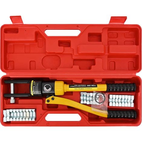 Pince à sertir hydraulique 16 tonnes, 12 matrices pour cosses 10 à 300 mm², coffret - PANGIVO (1/5)