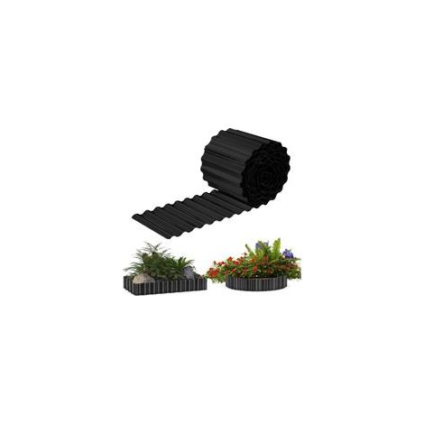 Bordure de Jardin en Métal Galvanisé 15 cm H x 12 m Long Bordure Flexible pour Parterres de Fleurs, Arbustes et Paysage (Noir)