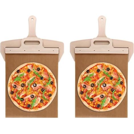 2 pièces Sliding Pelle à pizza Coulissante Sliding Pizza Peel 58X30 cm, Ce sliding pizza peel permet de déplacer facilement la pizza (1/5)