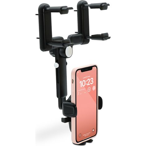 Support de téléphone télescopique pour rétroviseur central - noir (1/5)
