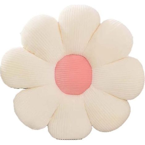 Coussin fleuri, coussin décoratif en forme de fleur, coussin de sol fleuri, coussin d'assise, coussin moelleux et mignon pour la chambre - 50 x 50 cm - blanc et rose (1/5)