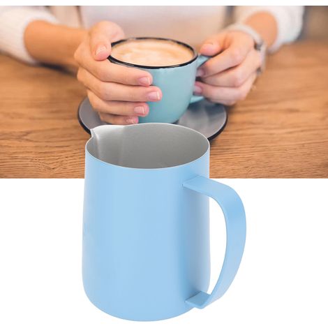 Swan 600ml Edelstahl-Latte-Art-Becher mit spitzem Ausguss, ideal zum Aufschäumen von Milch, Kaffeezubehör, hellblau (1/5)
