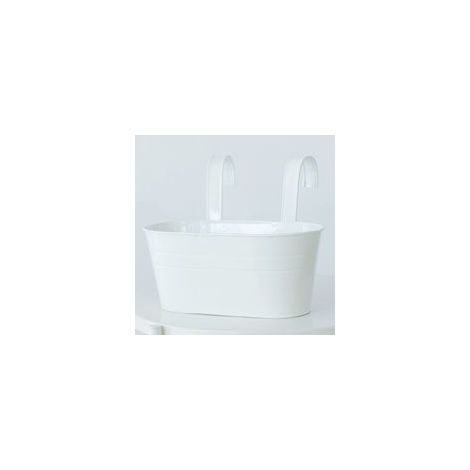 BRAVIX Vasi da fiori sospesi in metallo con doppio gancio rimovibile, vaso per piante da appendere per giardino, balcone, terrazzo, decorazione per interni o esterni, bianco