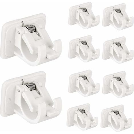 8 Pack Hooks Self Adhesive Curtain Rod Bracket, No Drilling Drapery Hook Brackets, Rod Holder, for Towels, Curtains, Coats (1/5)