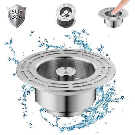 70-86mm,3 en 1 Bonde Evier Cuisine, Inoxydable Bouchon Evier Filtre Evier Cuisine - avec Grille Passoire Anti Colmatage, Universel Cuisine Accessoires pour Un Trou d'évier (1/5)