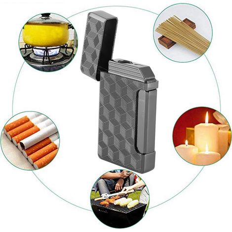 Briquet à gaz résistant au vent noir pour fumeurs et cadeaux d'affaires (1/5)