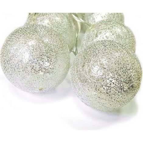 SW61S Silberne Weihnachtsgirlande mit Wattebällchen