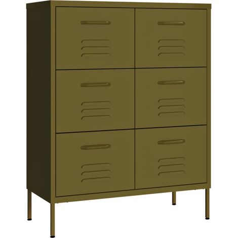 Drawer Cabinet Olive Green 80x35x101.5 cm Steel vidaXL