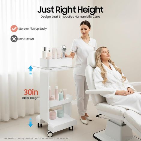 Kosmetikwagen, Salonwagen Tragbar Beauty Salon Trolley mit Rollen & Ablagefach, Salon SPA Rollwagen für Schönheitsinstrument