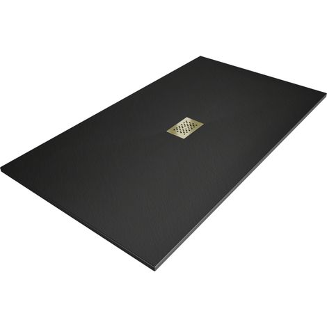 Mexen Hugo receveur de douche rectangulaire SMC 180 x 100 cm, noir, couvercle doré - 42701018-G (1/5)