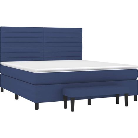 Sommier à lattes de lit avec matelas Bleu 180x200 cm Tissu vidaXL (1/5)