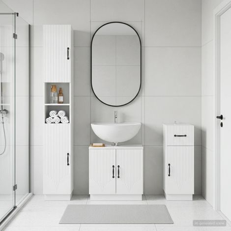 vidaXL 3 Piece Bathroom Cabinet Set HOORN High Gloss White (1/5)