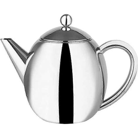 Théière 1,2 l à double paroi isolée en acier inoxydable poli avec panier à infusion (acier inoxydable poli) (1/5)