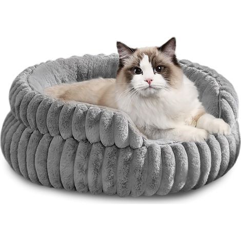 Dog Basket, Round Donut Bed, 15cm Raised Edge, Soft Microfiber, Non-Slip, Washable at 30°C, For Cats and Small Dogs (1/5)