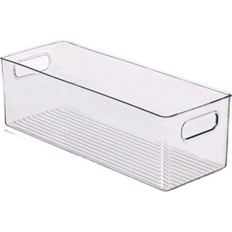 Cabinet/Kitchen Boîte de Rangement, Moyen Bac pour Réfrigérateur en Plastique, Longue Boîte, Transparent (1/4)