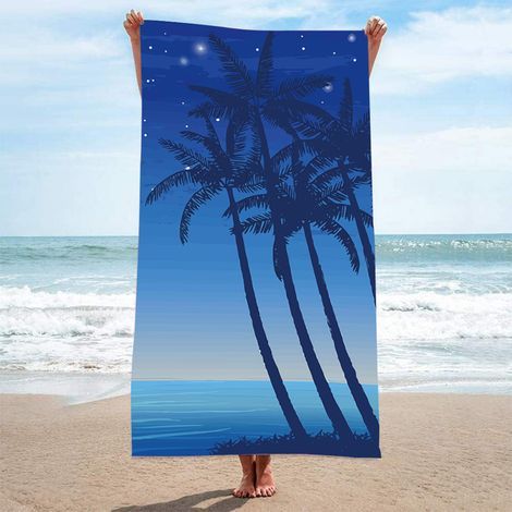 Serviette de plage, serviette de plage en fibres ultra-fines et absorbantes, serviette imprimée, tapis de plage (1/4)