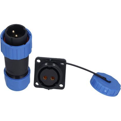 Connecteur Industriel Aviation IP68 Étanche, Prise à 2 Broches 250V avec Embout à Vis Carré