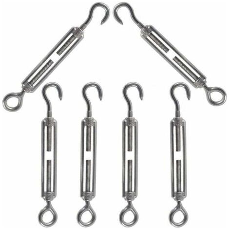 M5 Tendeur Cable Tendeur Crochet et œil Acier Inoxydable 304 Tendeur Réglable Tendeur de Fil Utilisé pour Tendre le Fil d'acier l'antenne Corde à Linge Chaîne 6PCS