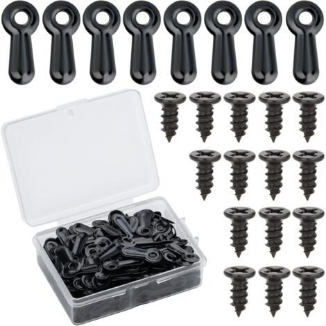 100 Pièces Attaches à Bouton Tournant pour Cadre Photo et 100 Pièces Tête Plate Vis de Suspension pour Cadre Photo, Repasser Loquet Bouton Tournant pour Cadres Photo Clips Support (Noir) (1/4)