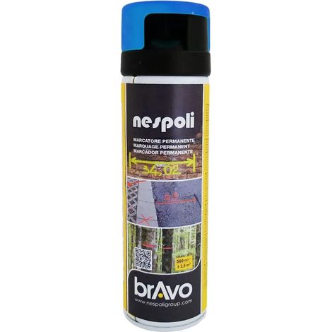 Peinture Aérosol Marquage Permanent NESPOLI - Bleu Fluo (182109) 0,5 L (1/2)