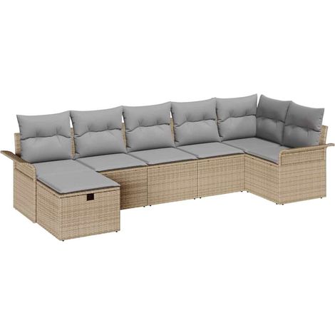 Maison Exclusive - Garten-Sofa-Set mit Kissen mit Speicher 7 pcs