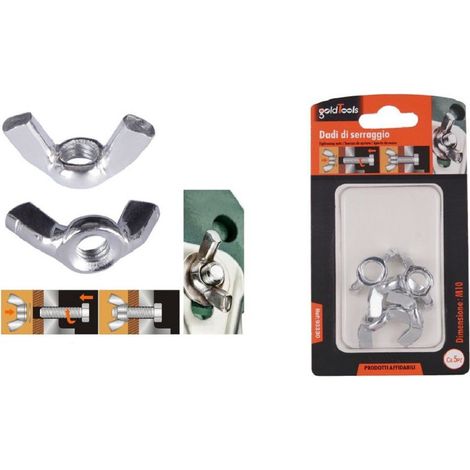 Kaela - Set 5 Pezzi Dadi Di Serraggio Dado Con Alette Filettatura M10 Fissaggio 93330 - (1/2)