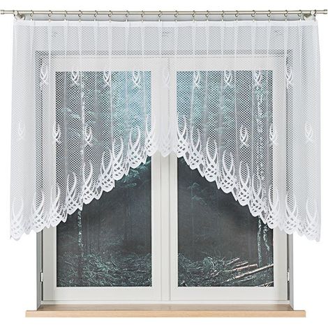 Gosia - Rideau jacquard prêt à poser avec fente en bas - 300 x 120 cm - blanc (1/4)