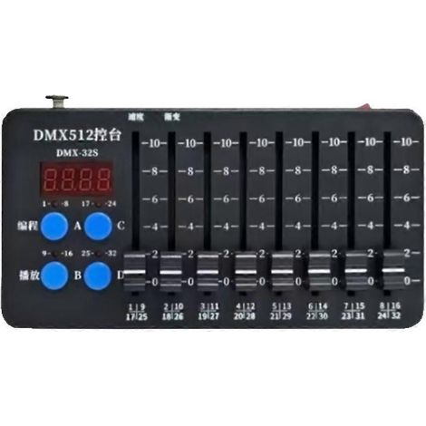 Mini console DMX512 à batterie, contrôleur d'éclairage de scène rechargeable 32 canaux avec fonction DMX512 mâle sans fil (1/5)