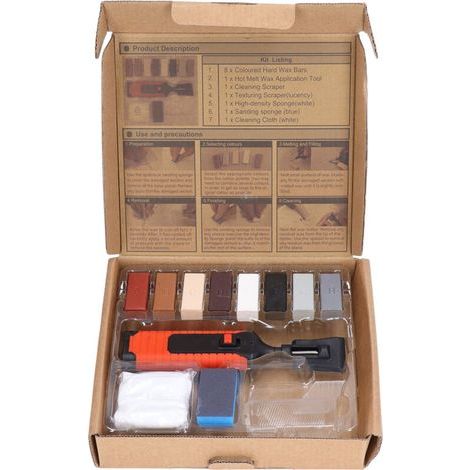 Kit de Réparation de Carrelage, Stylo Chauffant électrique pour Réparation de Carrelage, Ensemble de Blocs de Cire avec 8 Blocs de Cire, Outils de Réparation de Fissures