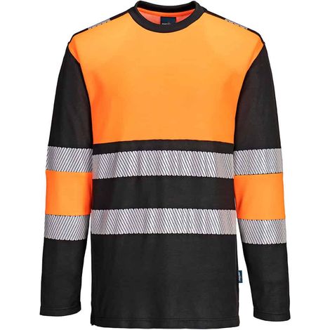 Pw3 T-Shirt Hi-Vis Klasse 1 L/S - XXL - Orange/Schwarz - Portwest