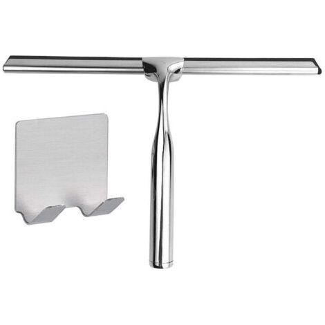 Stainless Steel Shower Squeegee, 26 cm Wiper with Hook, Glass and Tile Cleaning (1/5)
