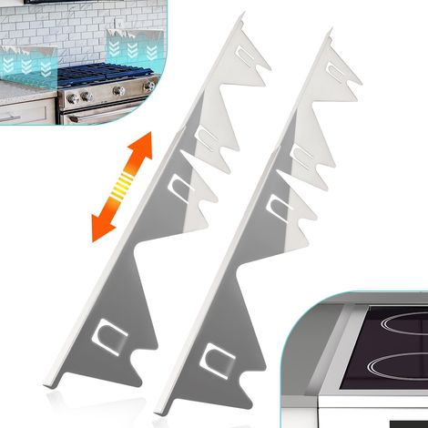 Tapa para el hueco de la estufa: Relleno ajustable de acero inoxidable resistente al calor de 35 a 70 cm (13,8 a 27,5 pulgadas) – Juego de 2 protectores para encimera y estufa. (1/5)