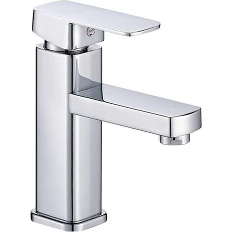 Robinet de Salle de Bain en Laiton Massif Salle de Bain Bassin Robinet à Eau Froide et Chaude lavabo Robinet à poignée à poignée Unique Pont chromètre monté chromètre(Chrome Short) (1/5)